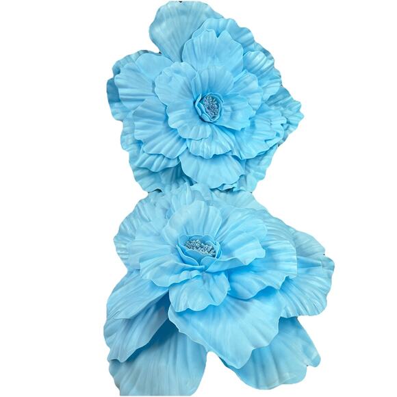 Unbranded Other - 2 Giant 20” Light Blue Artificial Foam Flower Heads Wedding Party Backdrop Decor
